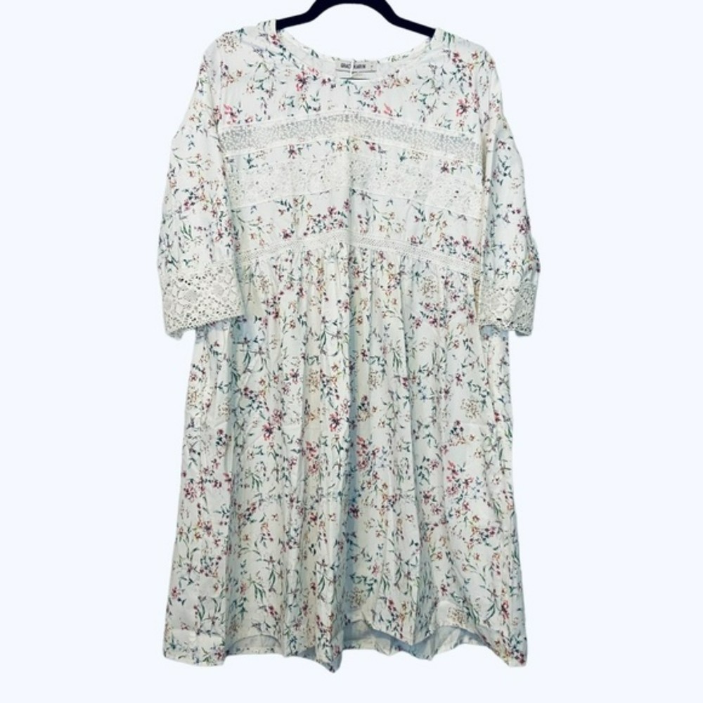 Grace Karin Boho Floral Lace Short Sleeve Cottagecore Dress Size Large